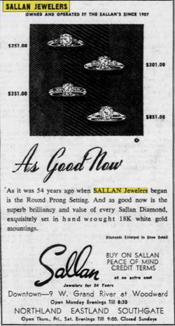 Sallan Jewelers - Sept 1961 Ad